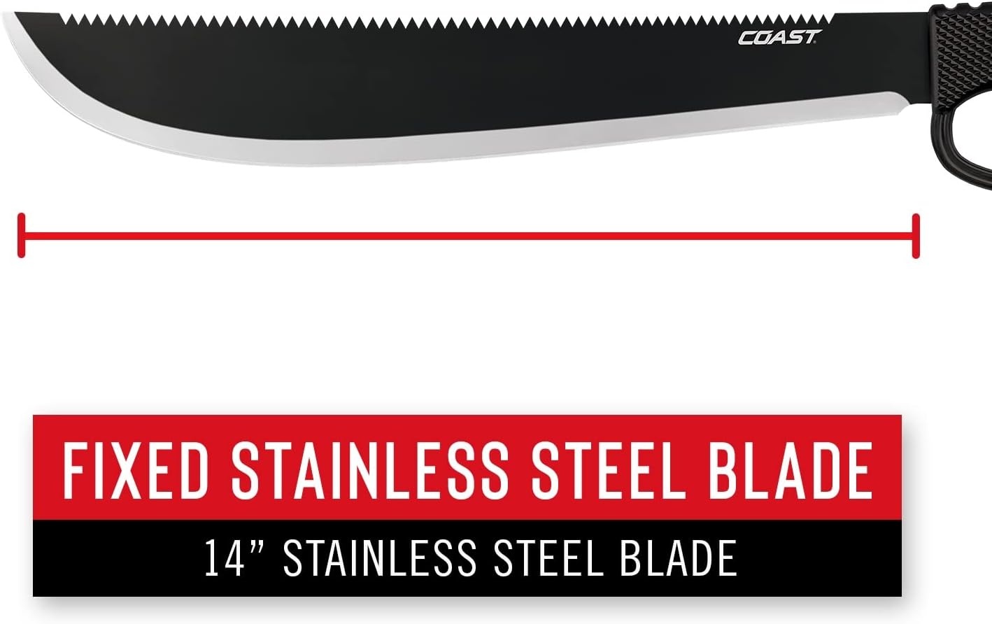 COAST® F1400 Serrated Stainless Steel Machete with 14″ Blade and Sheath Included