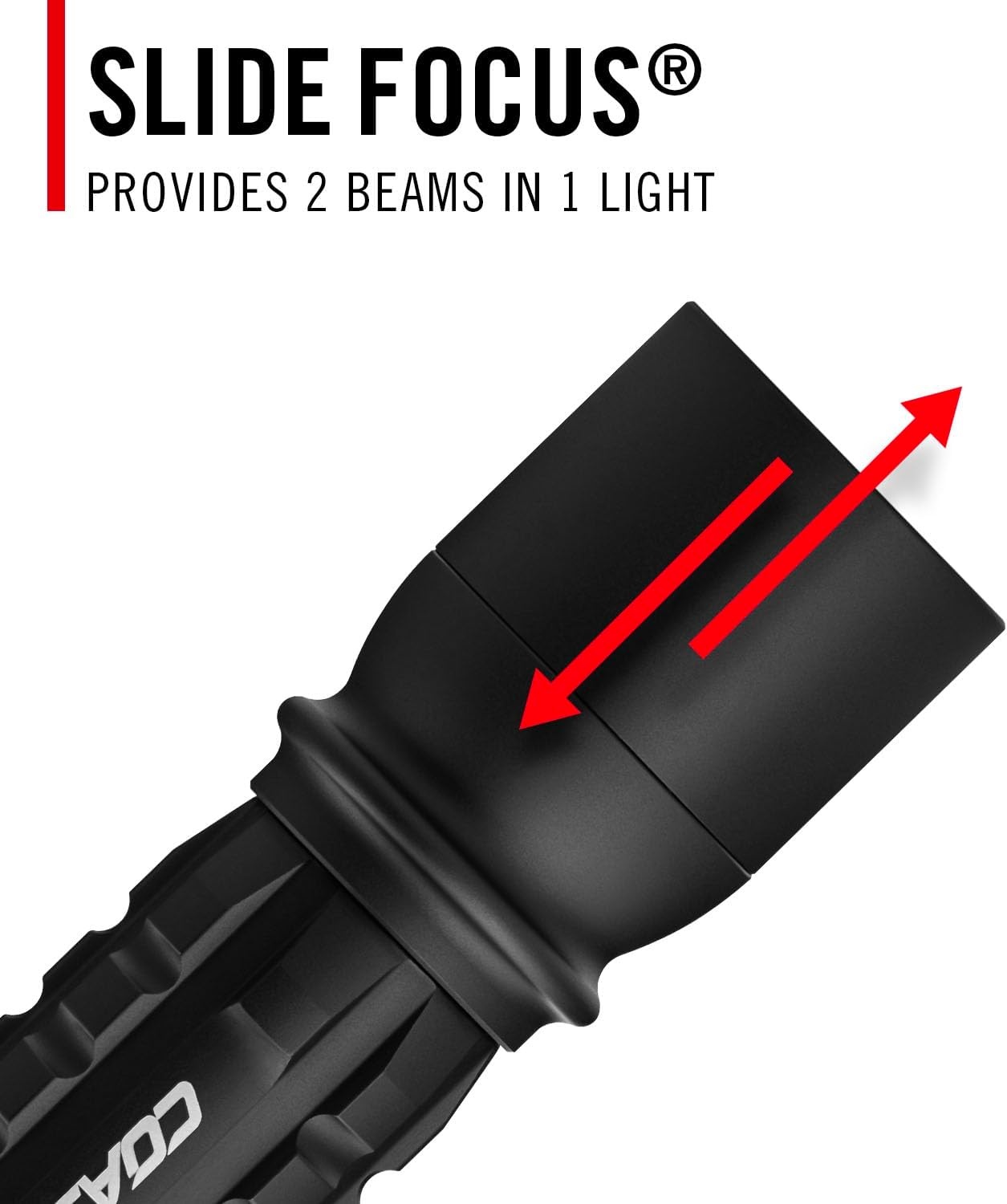 Coast XP11R 2600 Lumen USB-C Rechargeable LED Flashlight with Slide Focus® and Pure Beam® Focusing Optic, 4 Light Modes, Black(Black)