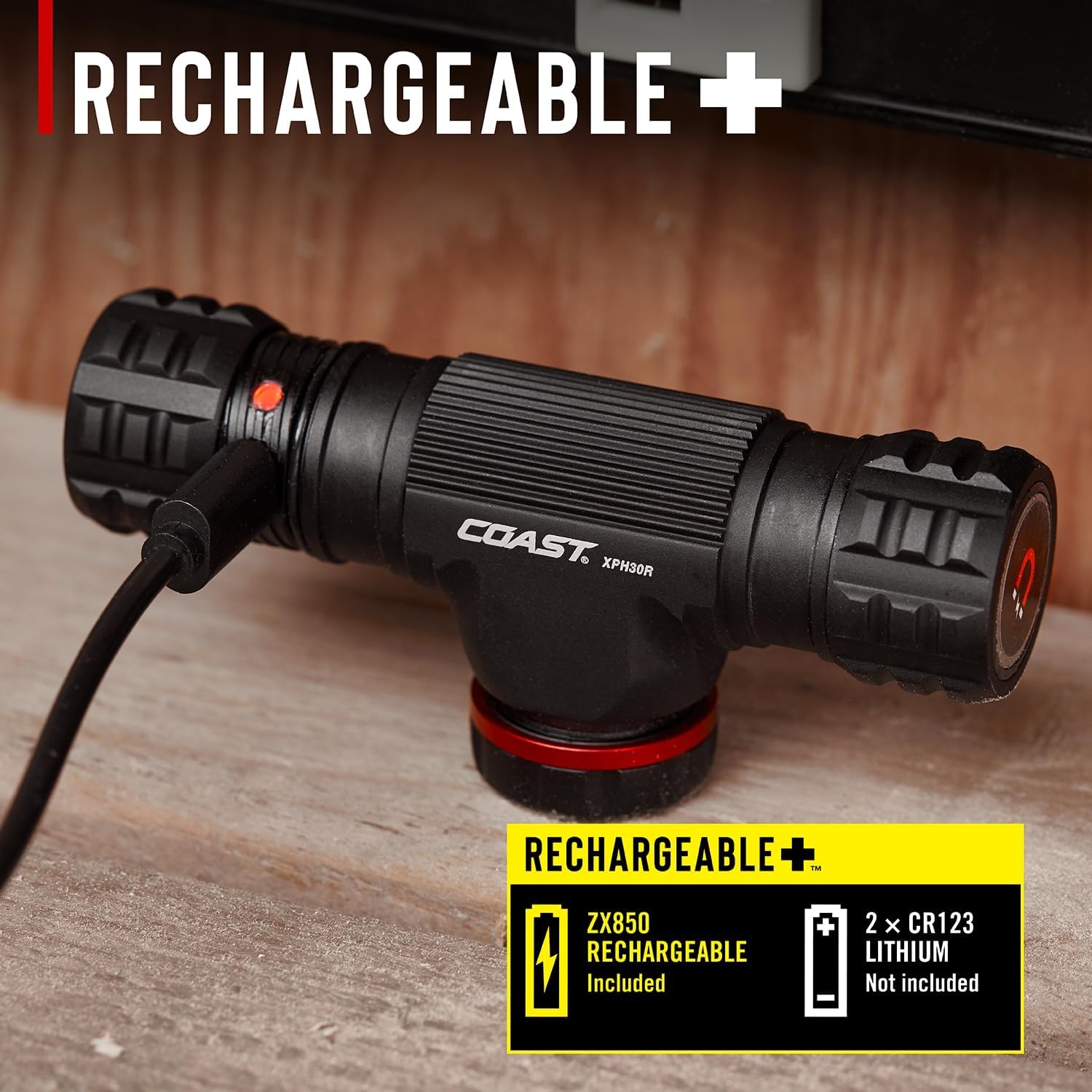 Coast XPH30R 1200 Lumen USB-C Rechargeable Dual Power Headlamp with Twist Focus Beam and Magnetic Base, 4.37 oz. – Black(Forest)