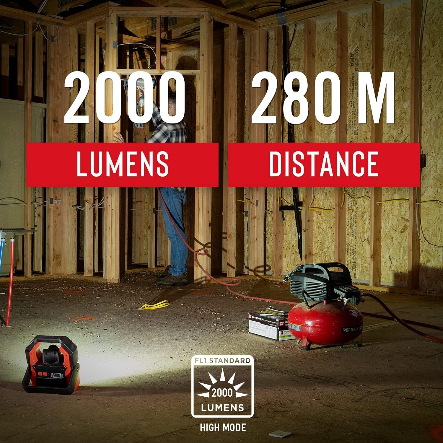 Coast WLR2 2000 Lumen RECHARGEABLE-DUAL POWER LED Work Light with TRI-BEAM TWIST FOCUS and 360-Degree Swivel Light