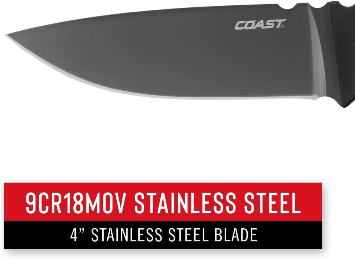 COAST® F402 4″ Stainless Steel Blade Fixed Blade Knife, Sheath Included