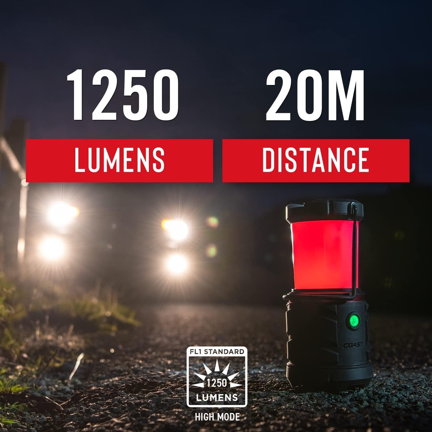 COAST EAL22 1250 Lumen Dual Color LED Emergency Light, Storm Proof, Power Bank, Durable for Outdoor & Survival – Compatible with 3 x D Batteries or ZX1010 Rechargeable Battery, Black(No Size (Pack of 2))