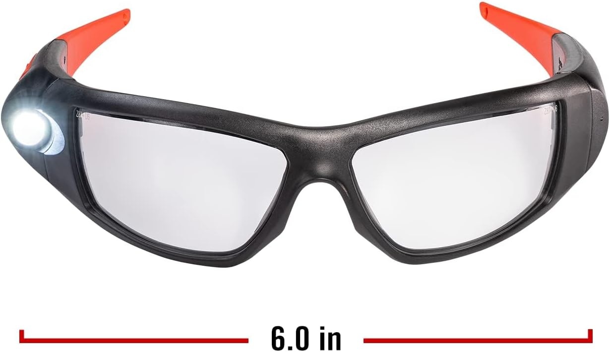 Coast SPG500 Rechargeable Lighted LED Safety Glasses, Tilt-and-Twist Optic, ANSI Z87 Standards, 2 Scratch Resistant Lenses (Clear, Yellow) Included, UV Protection, Protective Carrying Case Included
