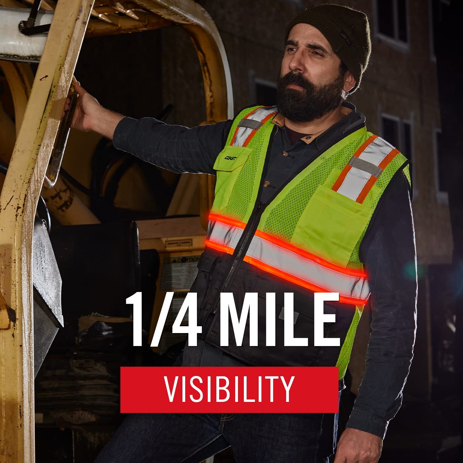 Coast SV500 High-Vis Rechargeable Lighted Safety Vest with COAST-Patented CIRCLIGHT 360 Safety Technology, XL(X-Large)