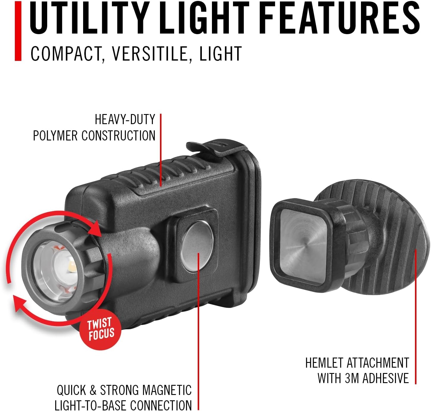 COAST HX500 480 Lumen Alkaline Dual Power LED Utility Light with Twist Focus, KASK Mount, Magnetic