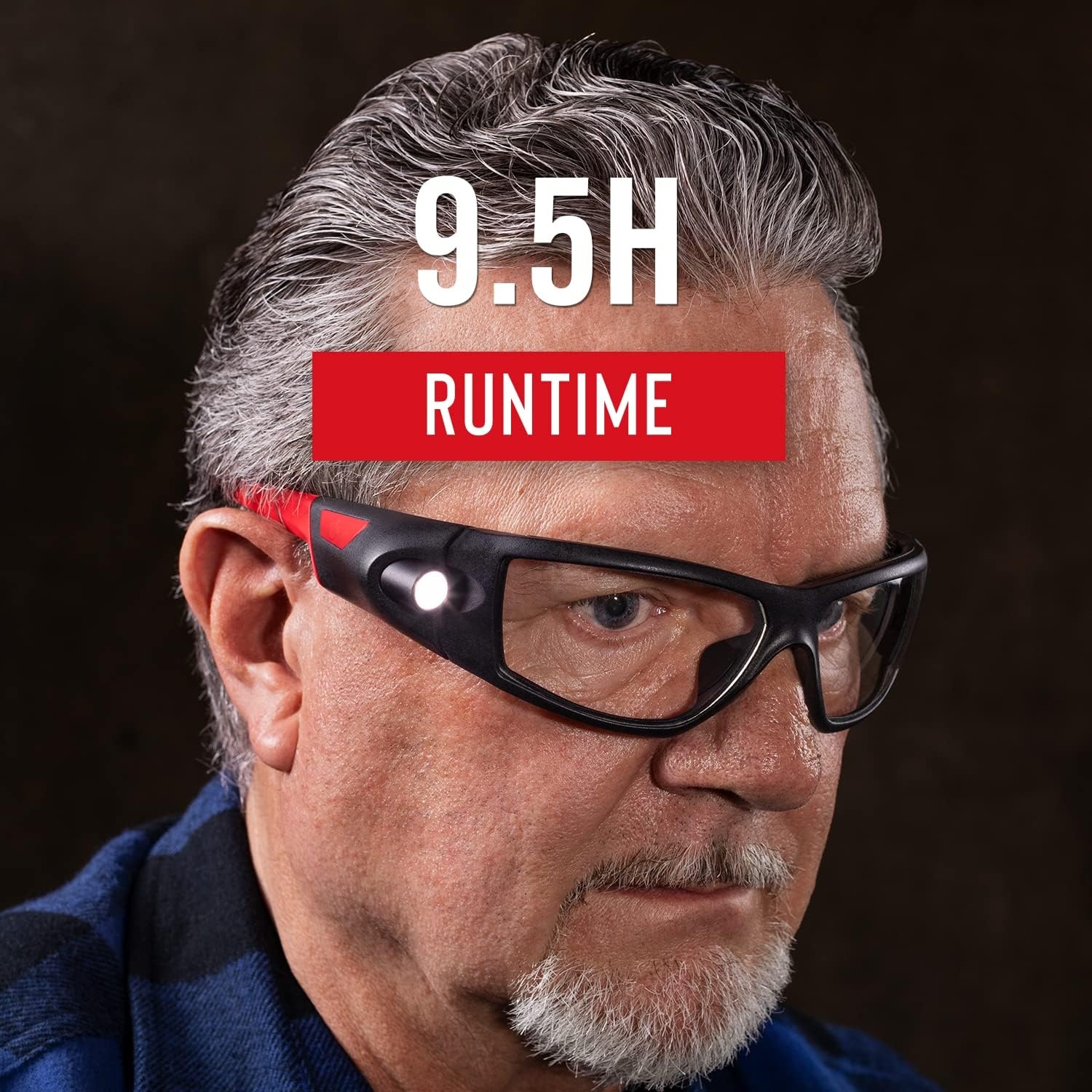 Coast SPG400 Rechargeable Lighted LED Safety Glasses with Built-In Inspection Beam, Scratch Resistant Interchangeable Lenses,(Safety Glasses W/ Non-bifocal Lenses)