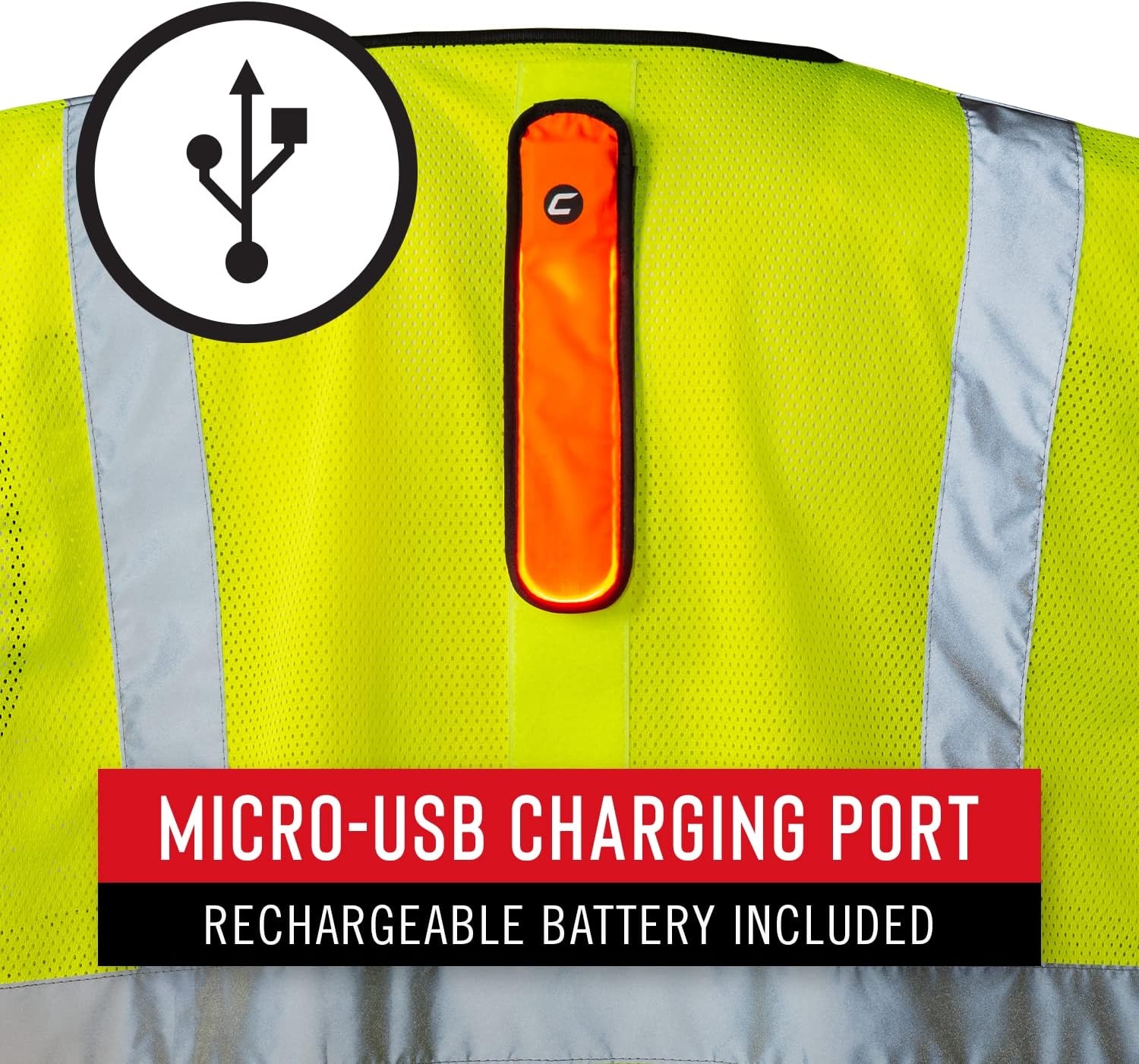 Coast SV300 Rechargeable Lighted High Visibility Safety Vest, Dual Mode, Zip Front, 2 Pockets, 2 Mic Tabs, Meets ANSI/ISEA Standards, 360 Visibility, Yellow, Extra-Large(X-Large)
