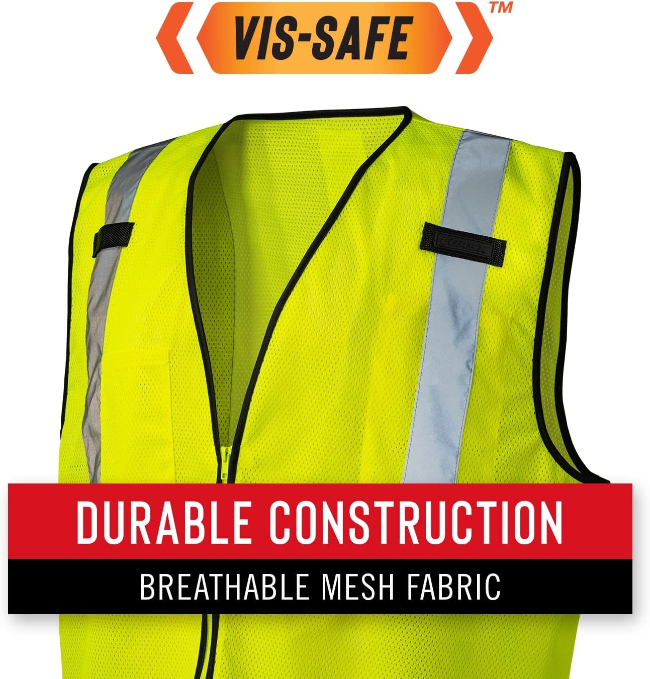 Coast SV300 Rechargeable Lighted High Visibility Safety Vest, Dual Mode, Zip Front, 2 Pockets, 2 Mic Tabs, Meets ANSI/ISEA Standards, 360 Visibility, Yellow, Extra-Large(X-Large)