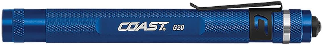 COAST® G20 Inspection Beam LED Penlight with Adjustable Pocket Clip and Consistent Edge-To-Edge Brightness, Blue, 54 lumens