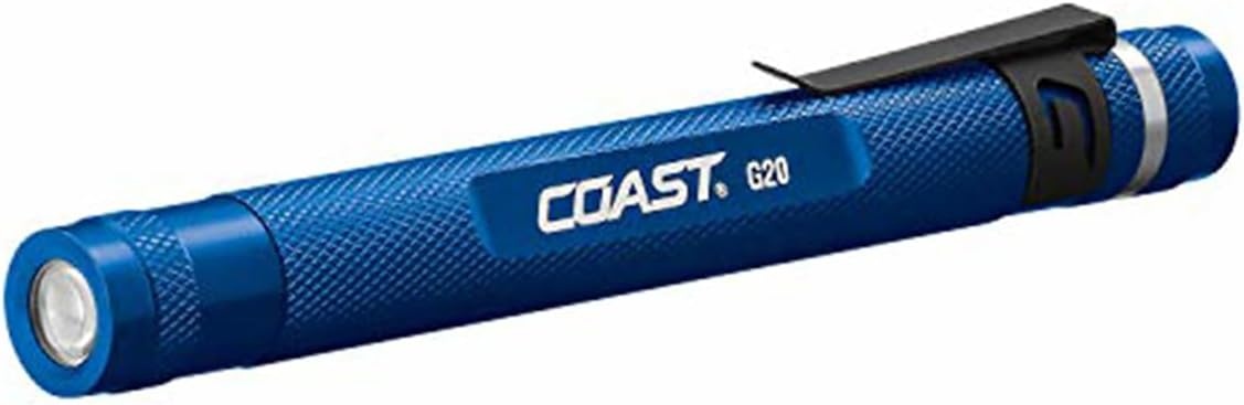 COAST® G20 Inspection Beam LED Penlight with Adjustable Pocket Clip and Consistent Edge-To-Edge Brightness, Blue, 54 lumens