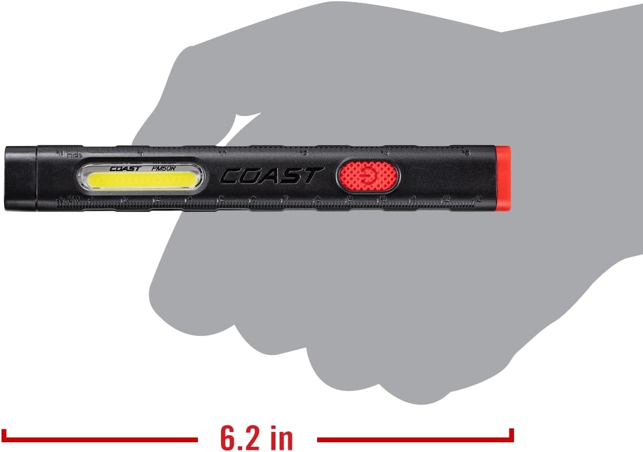 Coast PM50R 185 Lumen Rechargeable Work Light with C.O.B Side Area Light and Magnetic Endcap