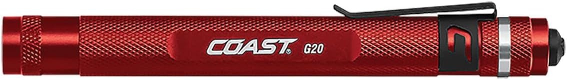 COAST® G20 Inspection Beam LED Penlight with Adjustable Pocket Clip and Consistent Edge-To-Edge Brightness, Red, 54 lumens(Orange)