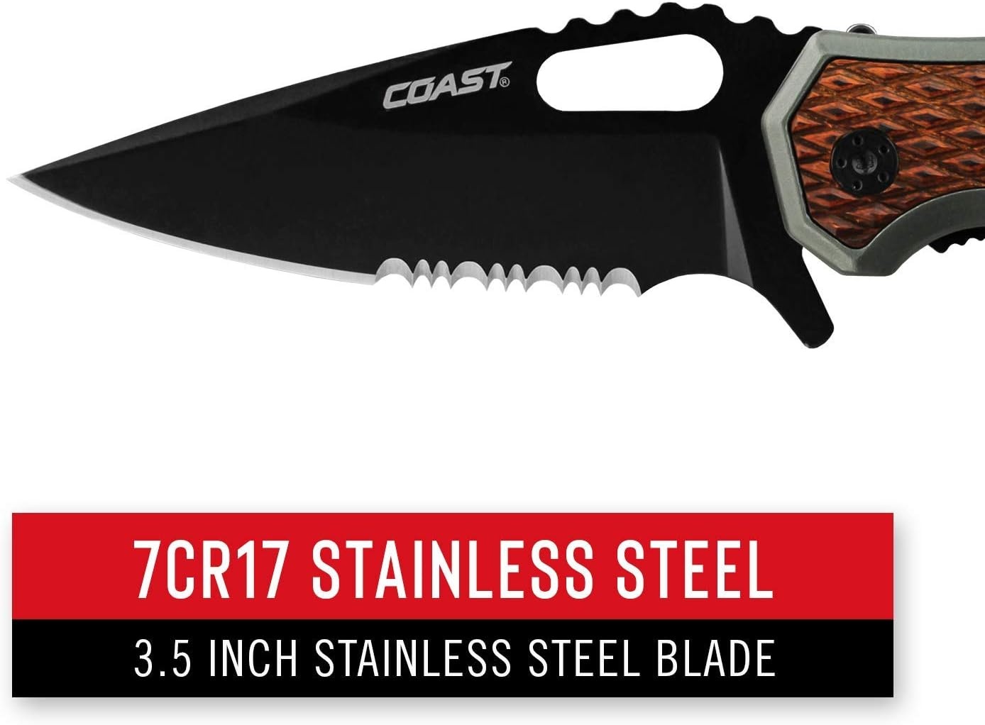 Coast® DX375 DOUBLE LOCK™ Folding Knife with 3.5″ Serrated Stainless Steel Blade