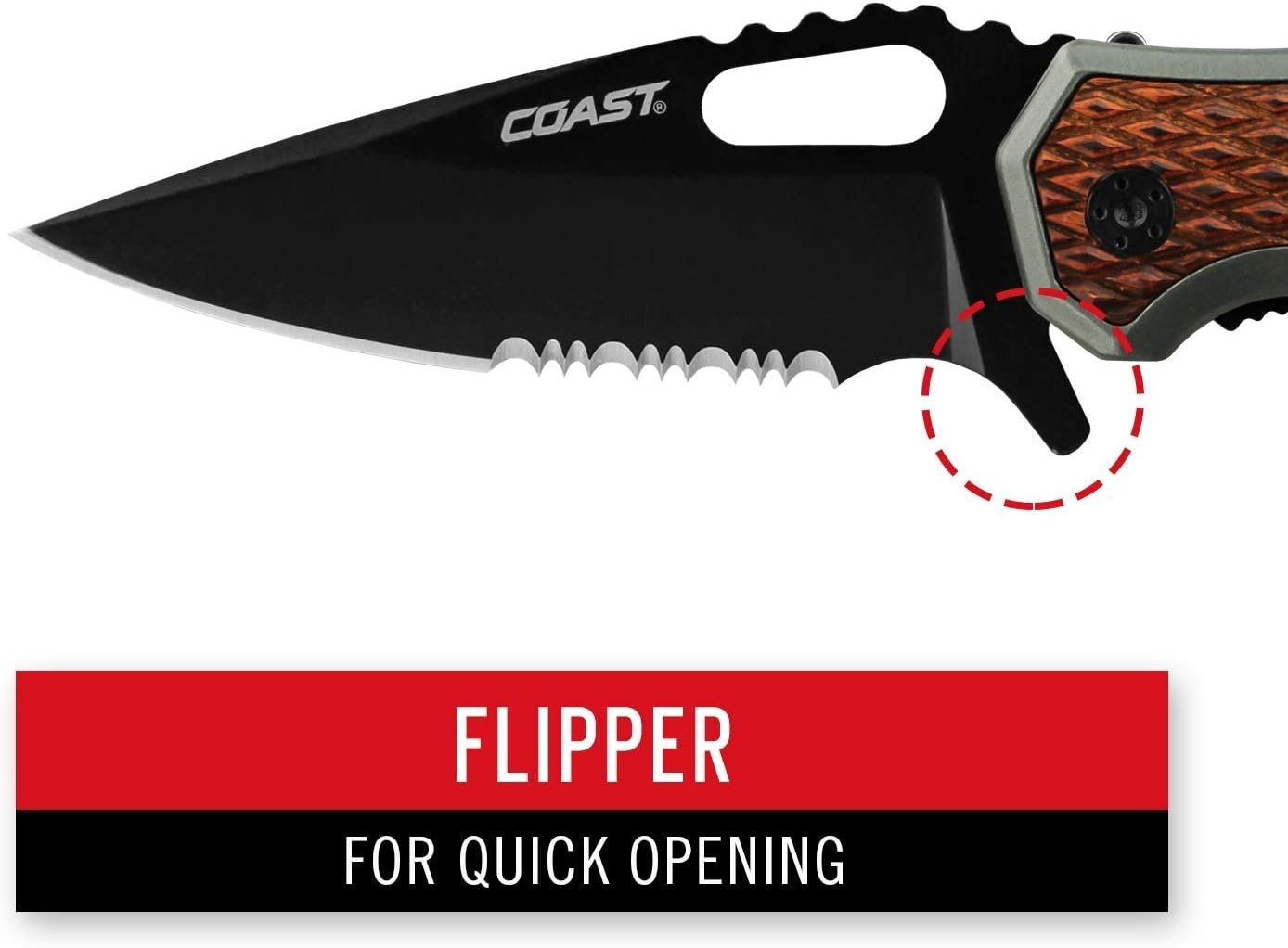 Coast® DX375 DOUBLE LOCK™ Folding Knife with 3.5″ Serrated Stainless Steel Blade