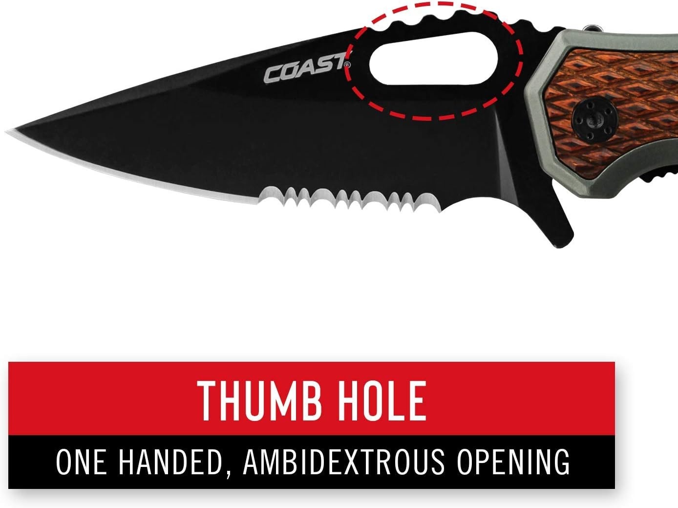 Coast® DX375 DOUBLE LOCK™ Folding Knife with 3.5″ Serrated Stainless Steel Blade