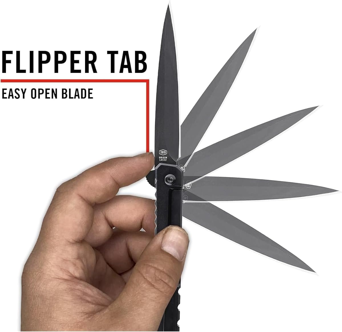 Coast Founder’s Collection ORIGIN EDC LX532 Folding Pocketknife, Flipper Tab, Frame Lock, Pocket Clip, Stainless-Steel, Black(BLACK)