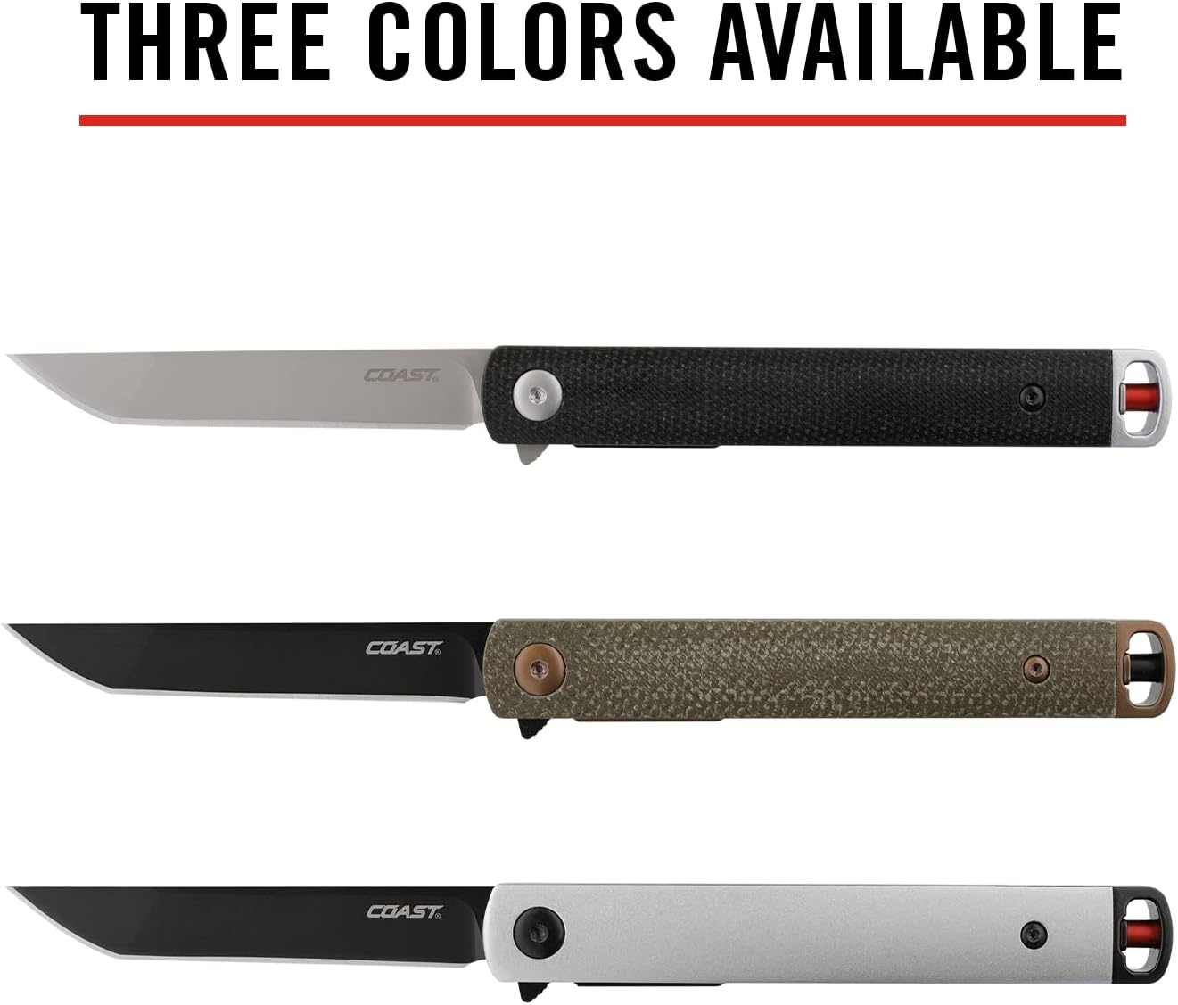 Coast Founder’s Collection SELECT Gentleman’s EDC Folding Pocketknife, Tanto Blade(Black)