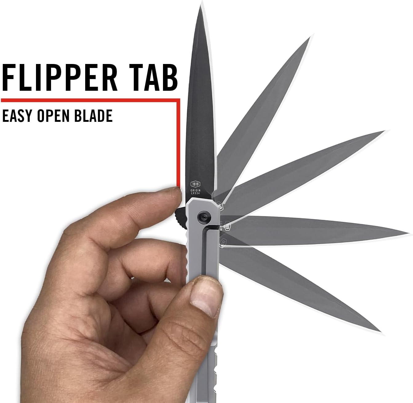 Coast Founder’s Collection ORIGIN EDC LX532 Folding Pocketknife, Flipper Tab, Frame Lock, Pocket Clip, Stainless-Steel, Black(STAINLESS)