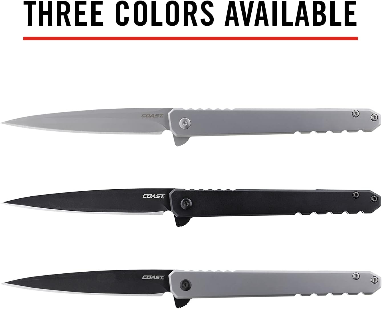 Coast Founder’s Collection ORIGIN EDC LX532 Folding Pocketknife, Flipper Tab, Frame Lock, Pocket Clip, Stainless-Steel, Black(STAINLESS)