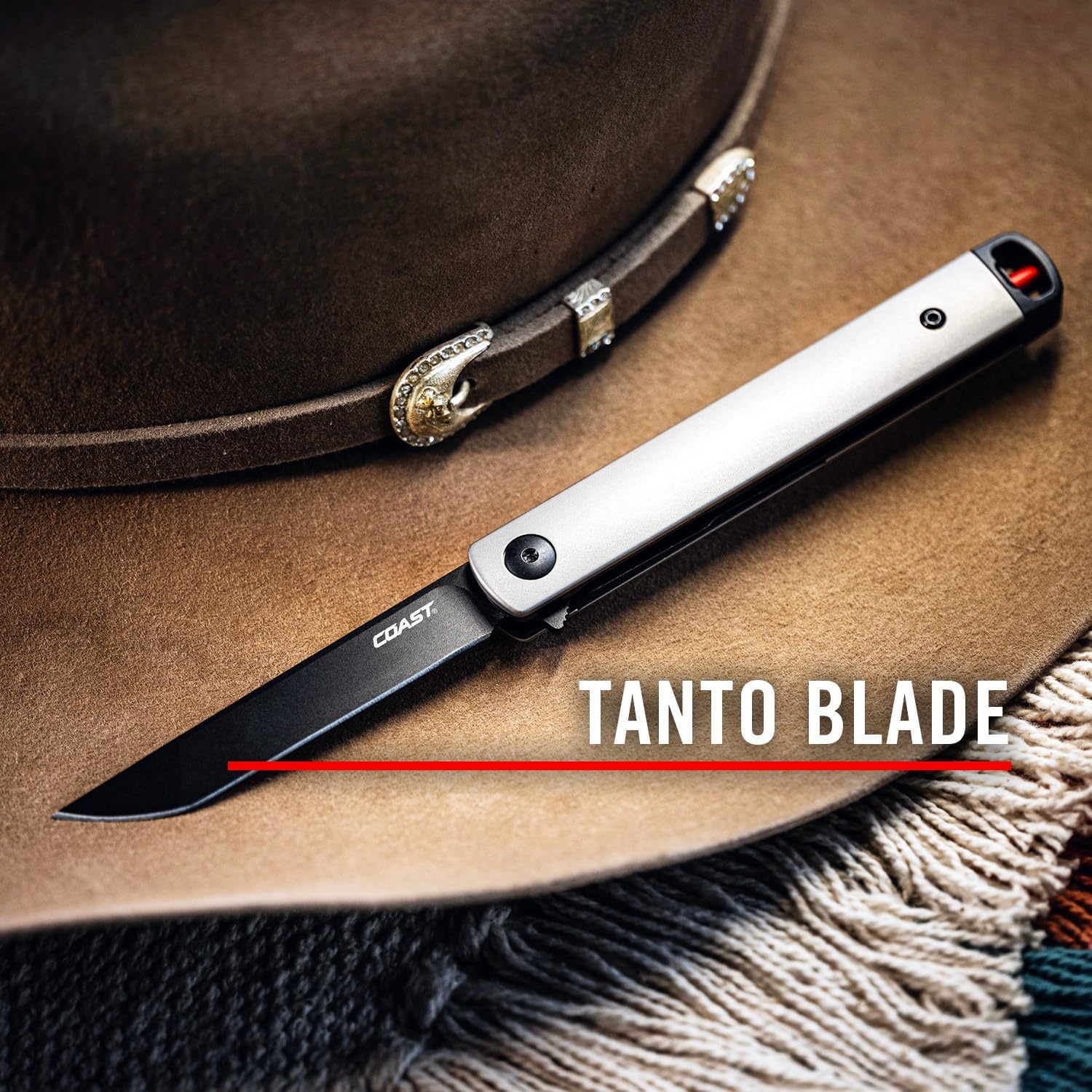 Coast Founder’s Collection SELECT Gentleman’s EDC Folding Pocketknife, Tanto Blade(Titanium)