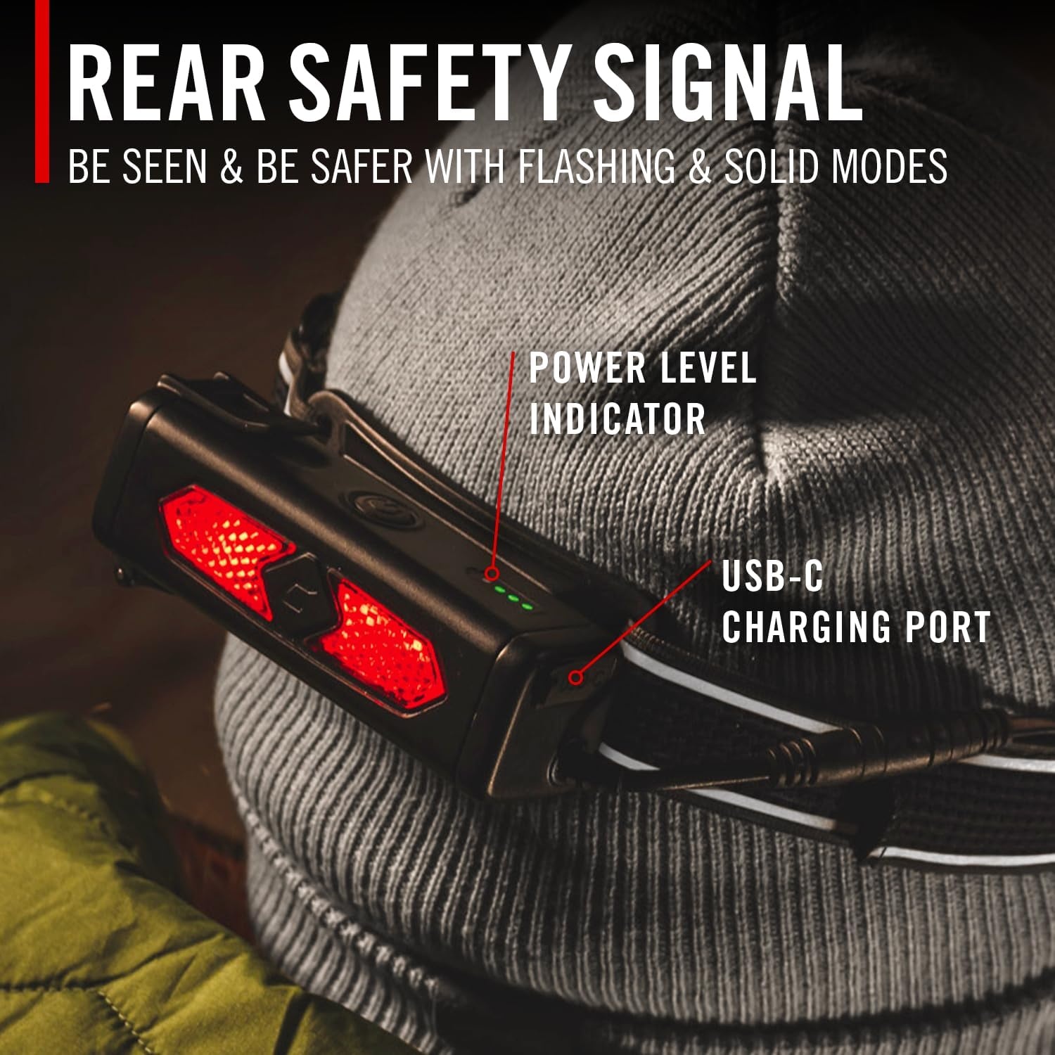 Coast RL35R Voice-Controlled 1100 Lumen Rechargeable LED Headlamp with ARC280™ Lighting, 4 Color Modes, Rear-Facing Safety Signal, Variable Light Control and USB-C Charge Port
