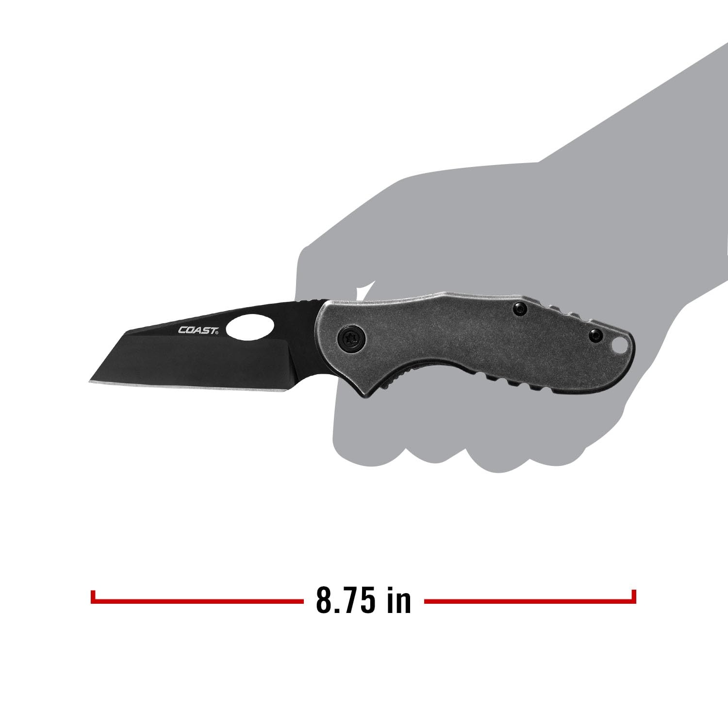Coast CONTRA EDC Folding Pocketknife, Flip Tab, Frame Lock, Pocket Clip, Stainless-Steel, Wharncliff Blade