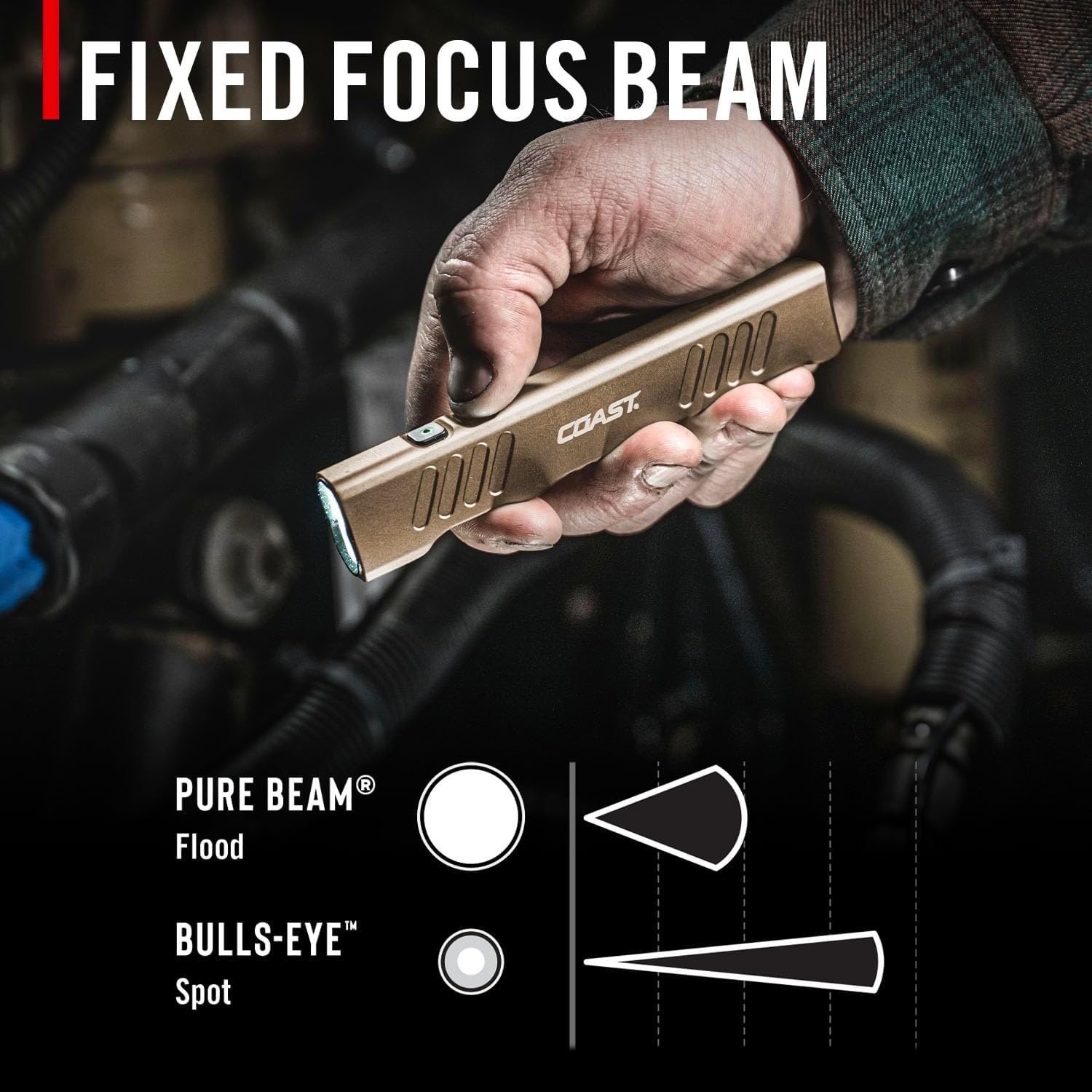Coast Slayer 1150 Lumen USB-C Rechargeable LED Flashlight with Spot/Flood, Memory Mode and Pocket Clip, Silver(Dune)