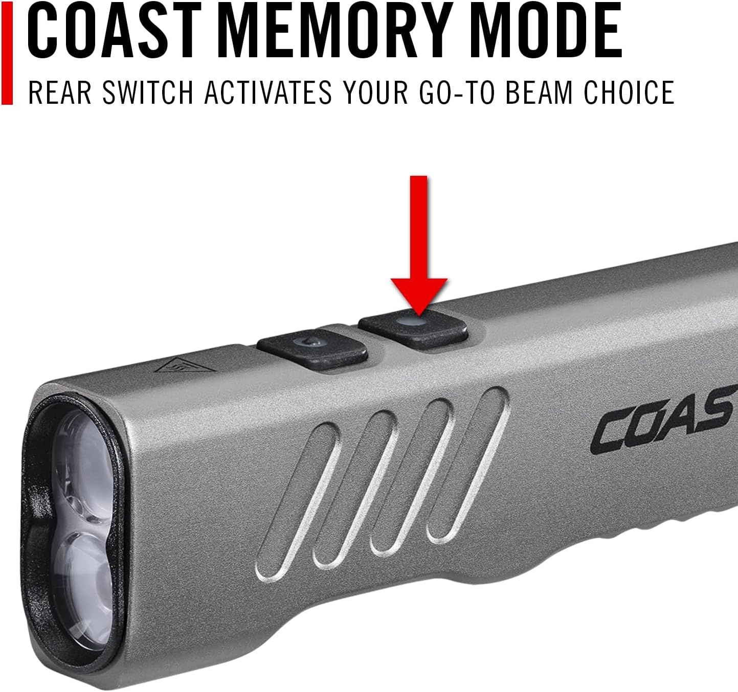 Coast Slayer 1150 Lumen USB-C Rechargeable LED Flashlight with Spot/Flood, Memory Mode and Pocket Clip, Silver(Silver)