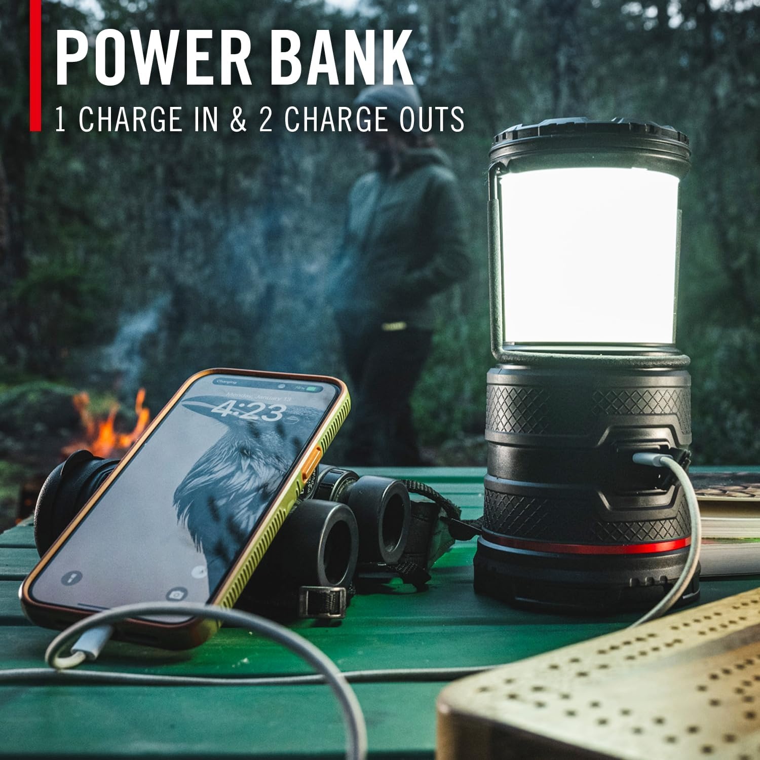 COAST EAL30R 1000 Lumen Rechargeable Emergency Camping Lantern with Warm, Day, Red & Red Flashing Mode, Foldeable Handle, 15 Hours of Runtime