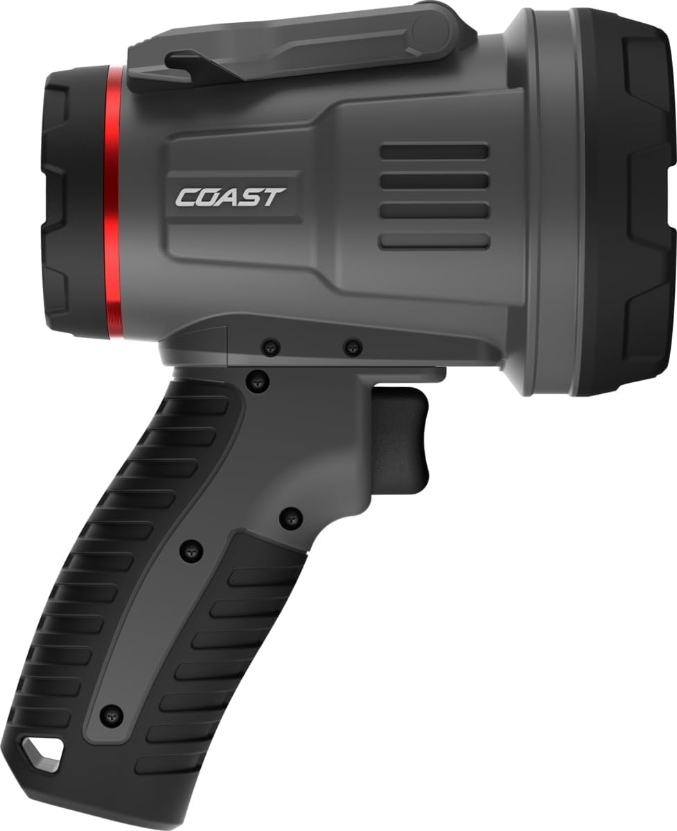 Coast LS20R 2500 Lumen Waterproof Rechargeable Spotlight, 1/4 Mile Rand, 20 Hour Runtime, Spot & Flood Beams, IP67, Floats in Water