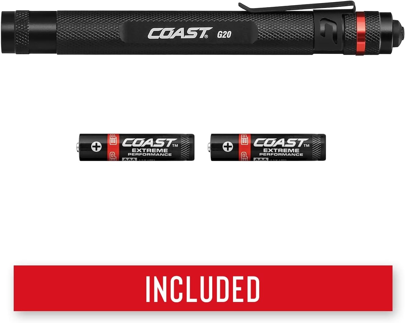 Coast G20 Inspection Beam LED Penlight with Adjustable Pocket Clip and Consistent Edge-To-Edge Brightness, Black, 54 lumens,1 Pack(Green)