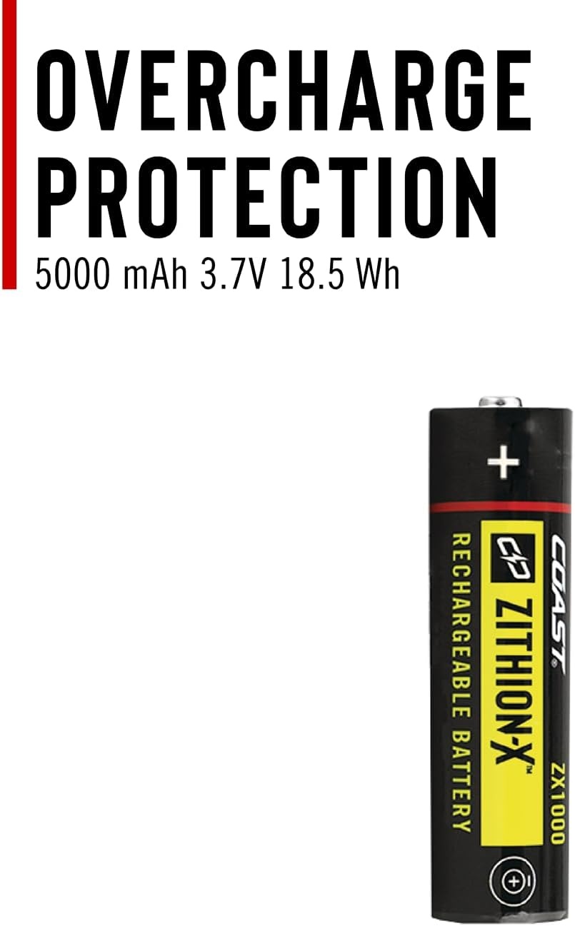 Coast ZX1000 ZITHION-X Li-Ion Rechargeable Battery for The XP11R LED Flashlight, Black