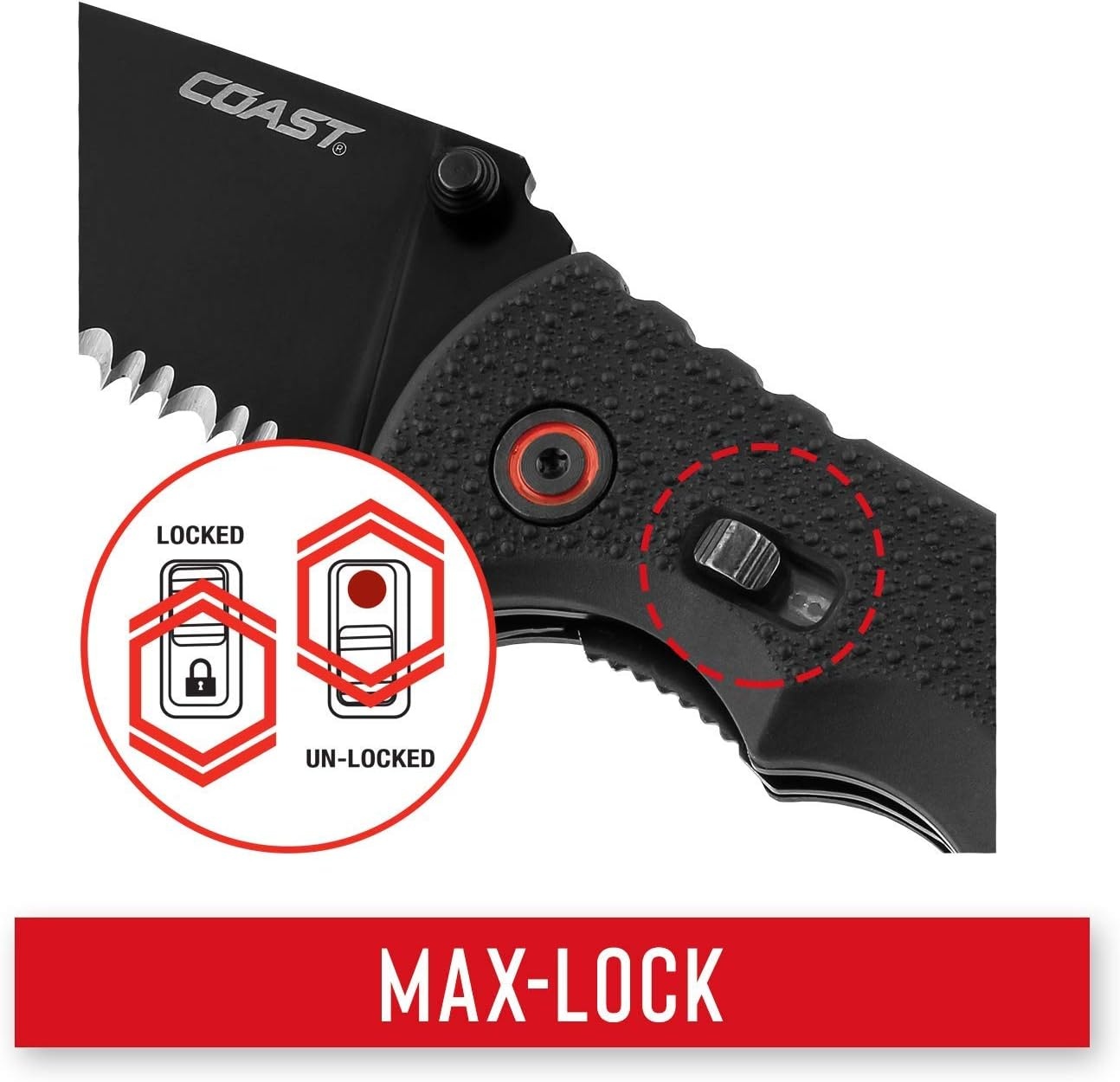 Coast RX395 Blade Assist Tactical Folding Knife with 3.75″ Serrated Stainless Steel Blade (20921)