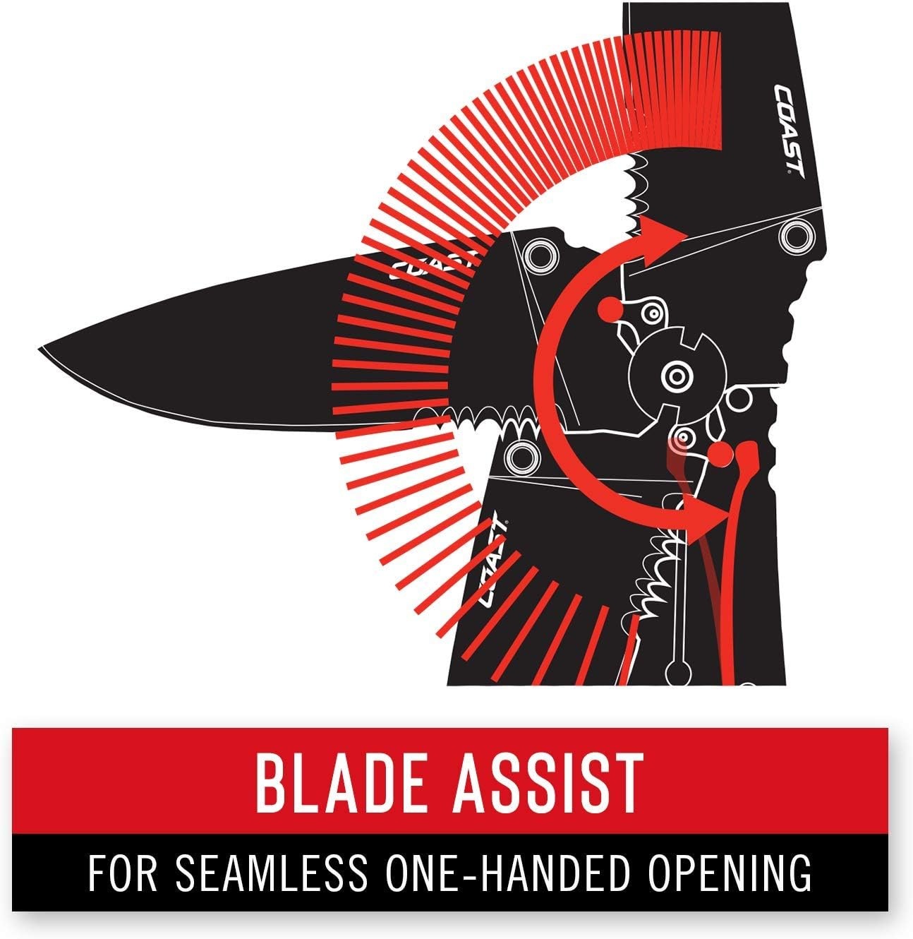 Coast RX395 Blade Assist Tactical Folding Knife with 3.75″ Serrated Stainless Steel Blade (20921)