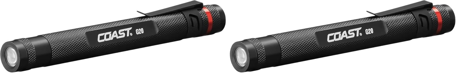 Coast G20 Inspection Beam LED Penlight with Adjustable Pocket Clip and Consistent Edge-To-Edge Brightness, Black, 54 lumens,1 Pack(Black)
