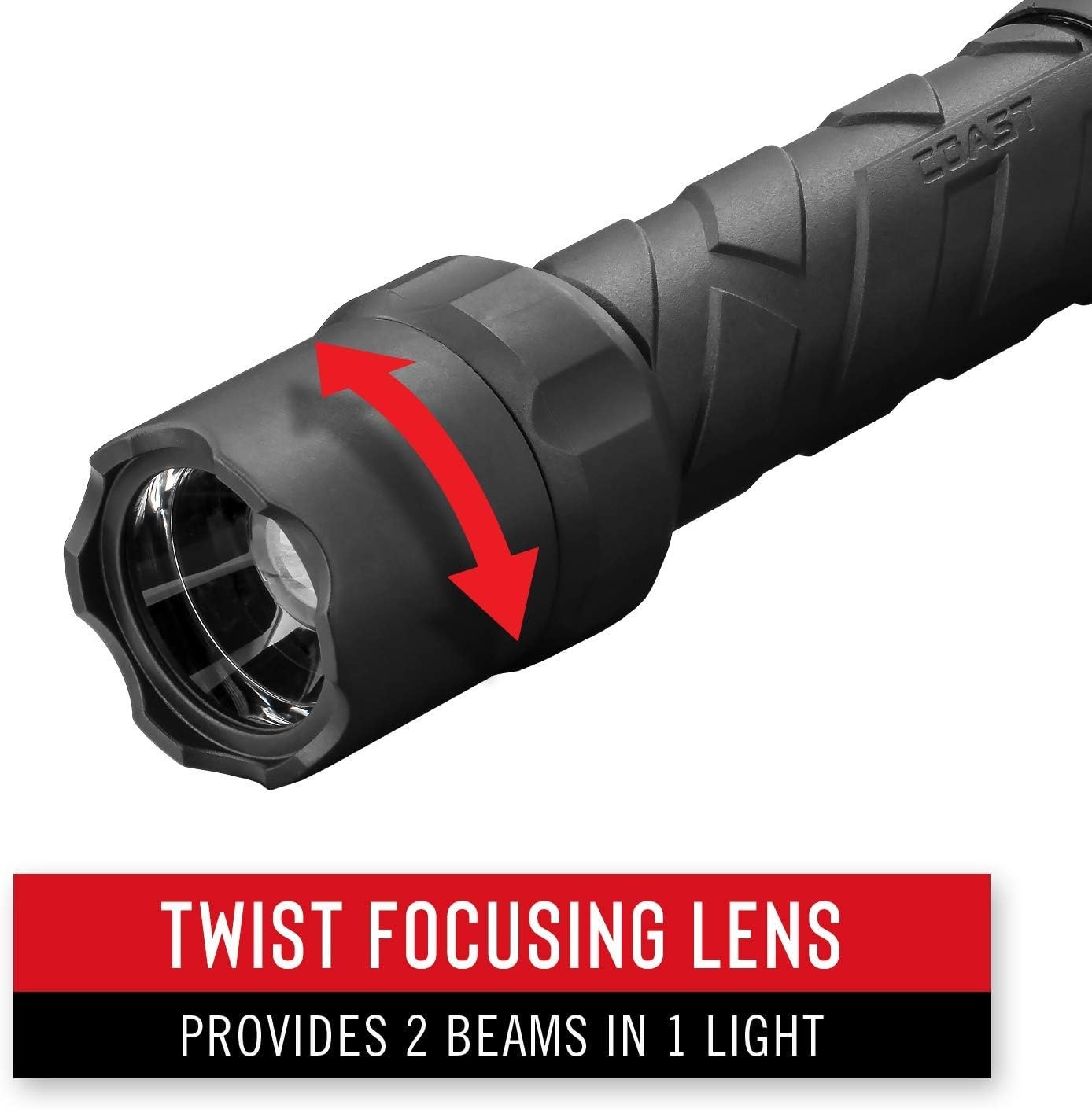 Coast Polysteel 400 440 Lumen Pure Beam Focusing LED Flashlight with Twist Focus & Stainless Steel Core, Pack of 2