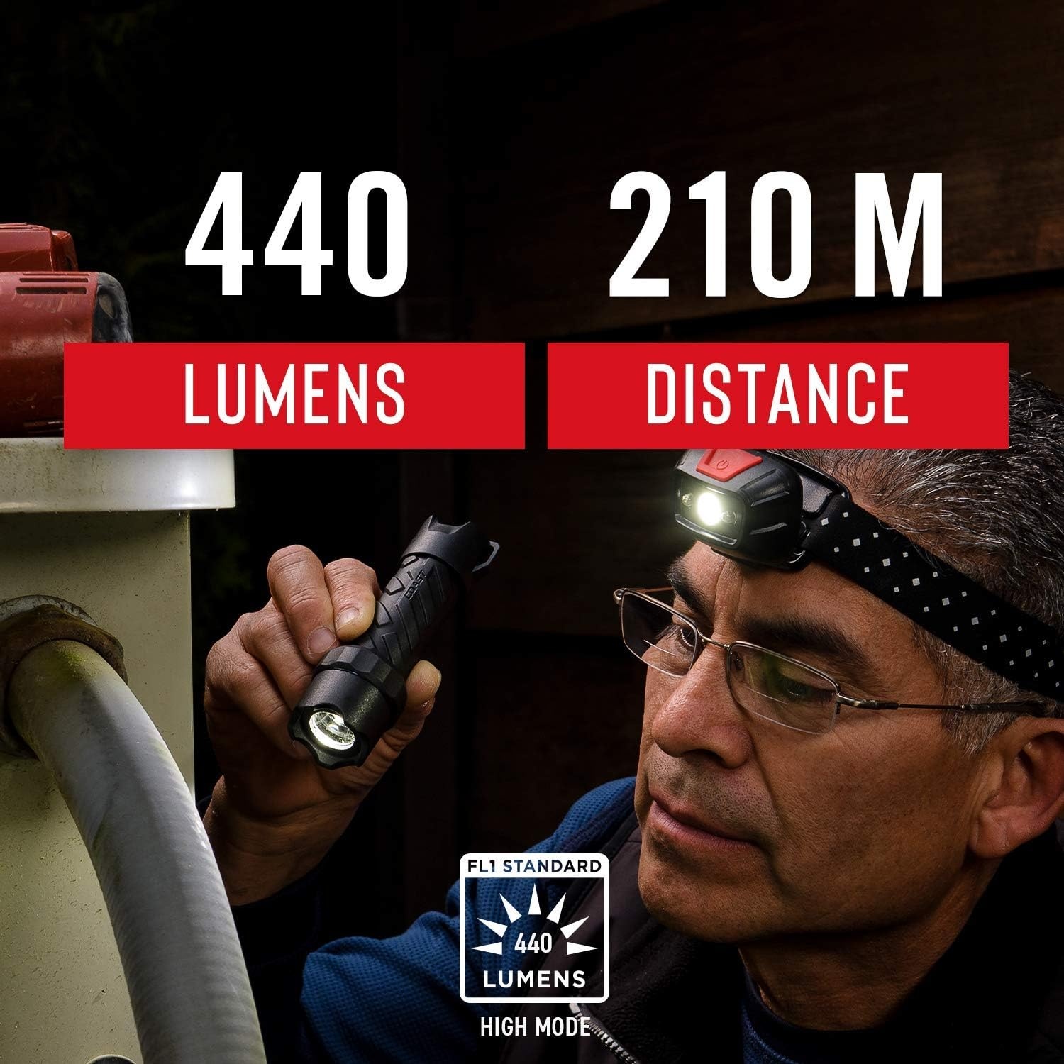 Coast Polysteel 400 440 Lumen Pure Beam Focusing LED Flashlight with Twist Focus & Stainless Steel Core, Pack of 2