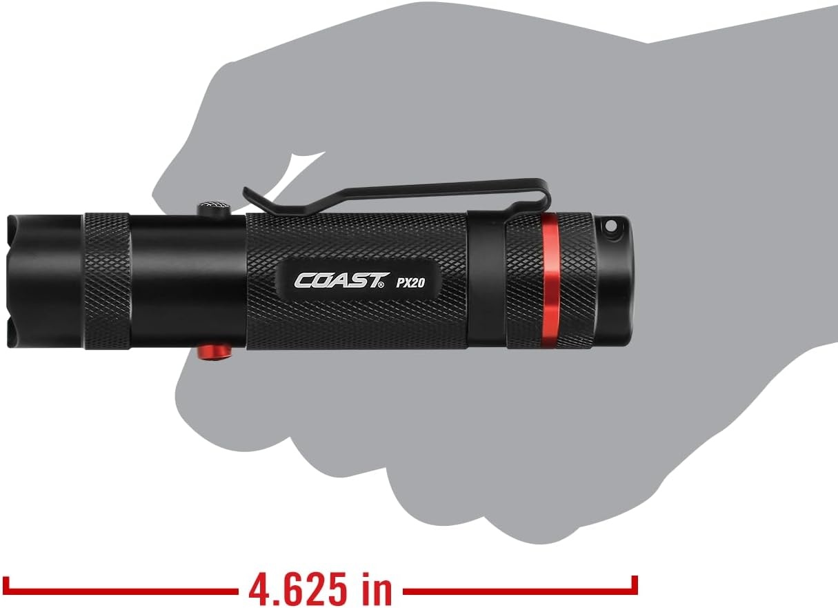 Coast PX20 Dual Color 315 Lumen LED Flashlight, Black