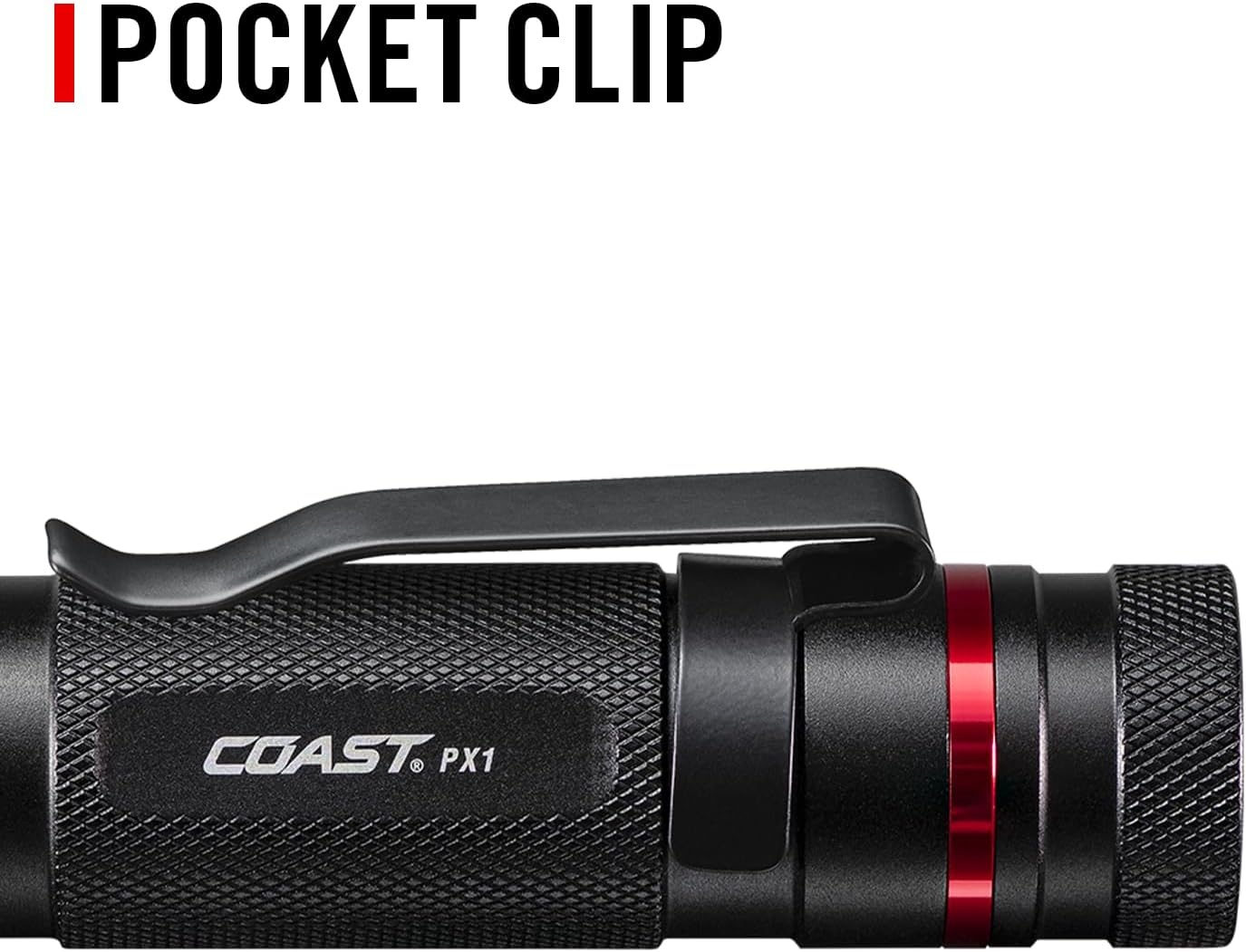 Coast PX1 565 Lumen Pure Beam Focusing LED Flashlight with Twist Focus and Adjustable Pocket Clip