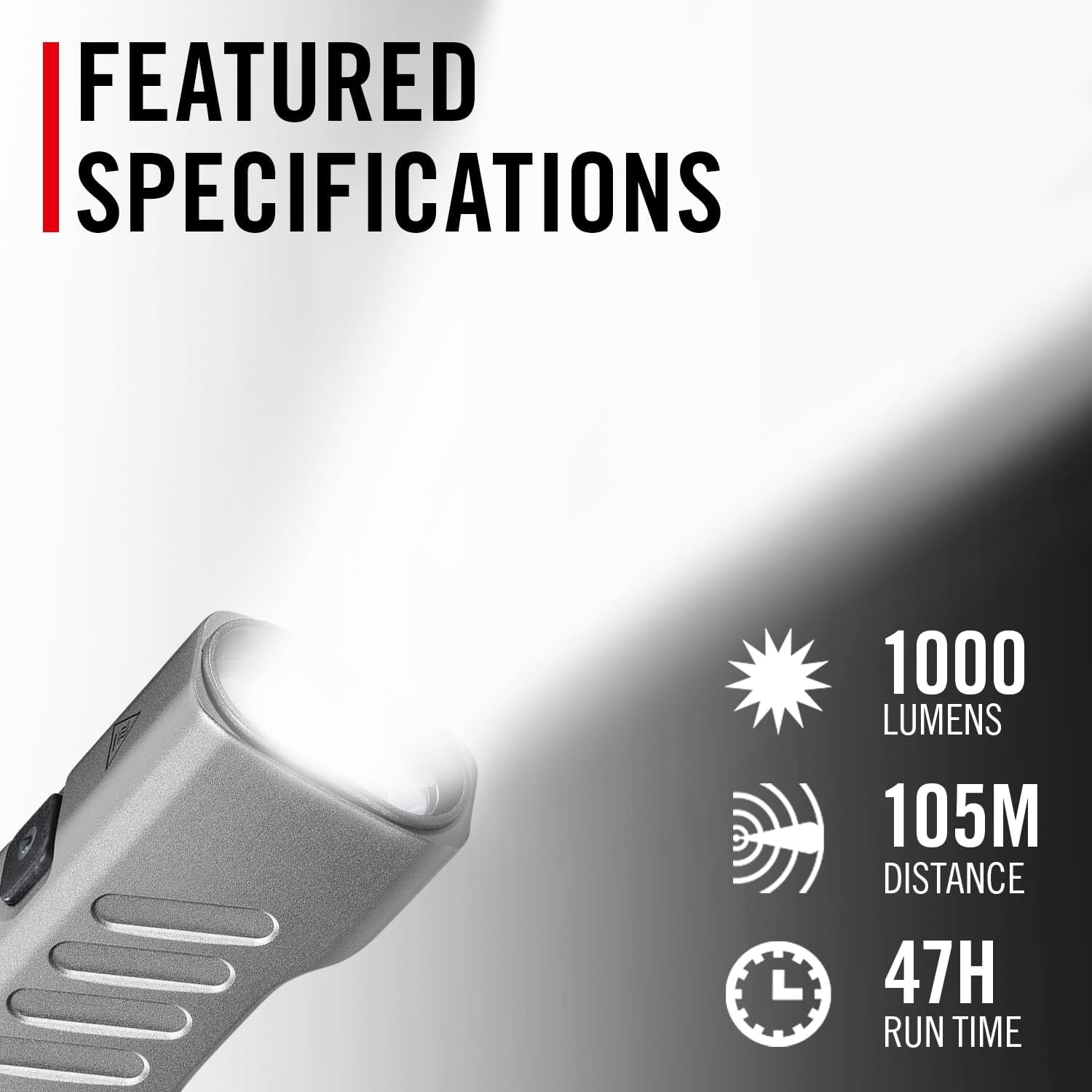 Coast Slayer Laser 1000 Lumen USB-C Rechargeable LED Flashlight with Pocket Clip – Class IIIA, 5 mW Laser, 650 nm Wavelength