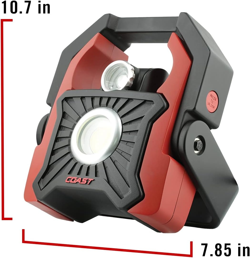 Coast WLR10 6870 Combined Lumens Rechargeable Plus LED Worklight with 360-degree Swivel and Fixed Flood Light, Power Bank, Battery Charge Indicator