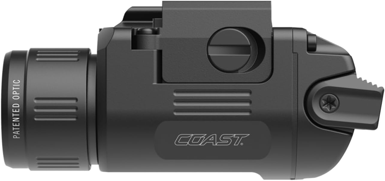 Coast PTX30R 500 Lumen USB-C Rechargeable LED Tactical Weapon Light with Tool-Free Universal/Picatinny Mounting System, and Spot Beam – IP54 Rating