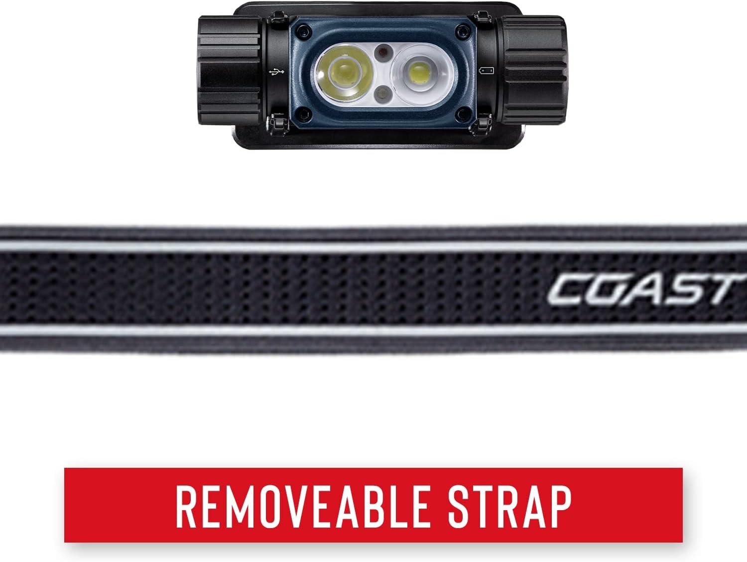 Coast WPH34R 2000 Lumen Waterproof Ultra Bright IP68 USB Rechargeable-Dual Power Headlamp, 6 Modes with Spot and Flood Beams, Blue/Black(Black/Blue)